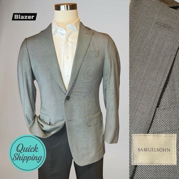 Samuelsohn Other - Samuelsohn 40R Black and Gray Birdseye Casual Designer Blazer Sport Jacket